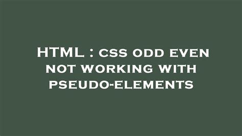 css odd